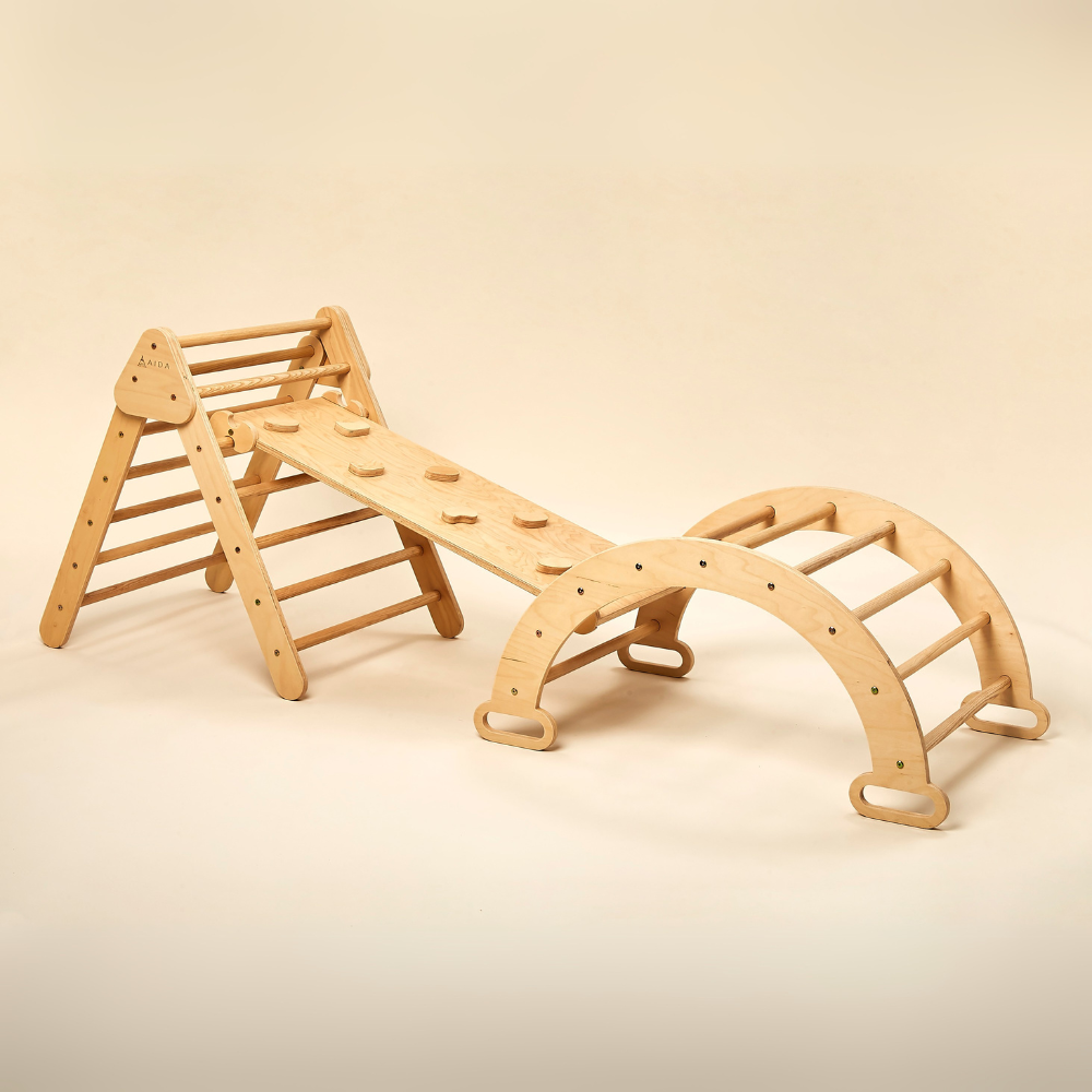Pikler Wooden Rockwall & Slide Ramp