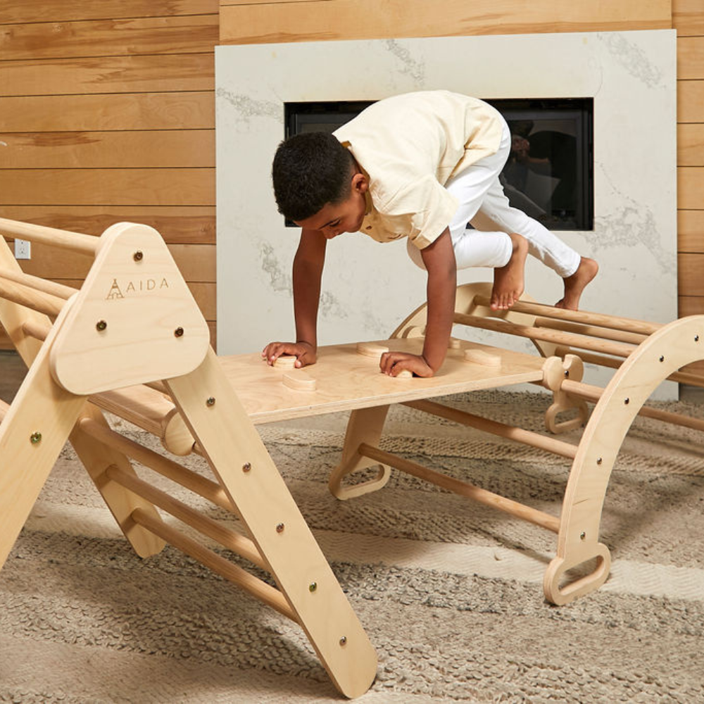 Pikler Wooden Rockwall & Slide Ramp
